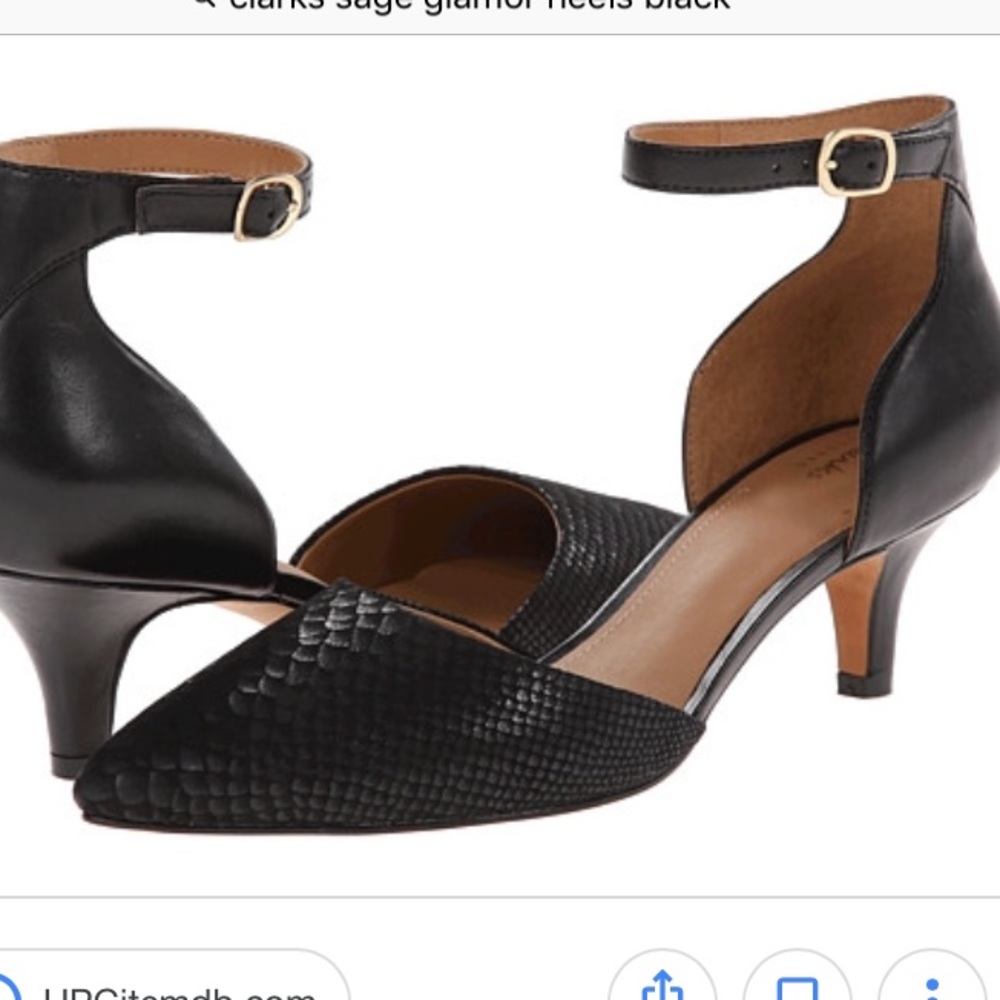 Clark’s black snake kitten heels